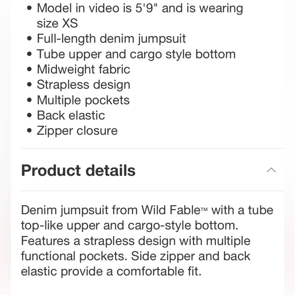 Women's Tube Cargo Denim Jumpsuit - Wild
Fable™ Medium Wash new - Picture 7 of 8